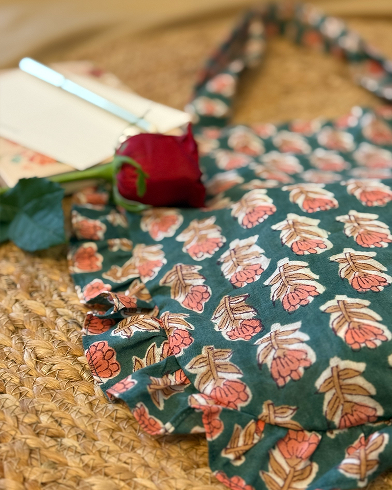 Jhola - Hand Block Printed Green Mini Tote Bag