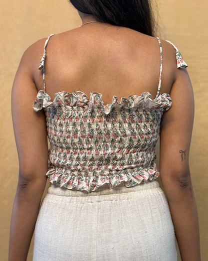 Intehaa - Hand Block Printed White Tube Top