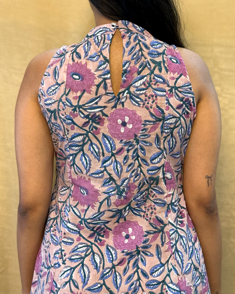 Muskaan - Hand Block Printed Lavender A-line Dress