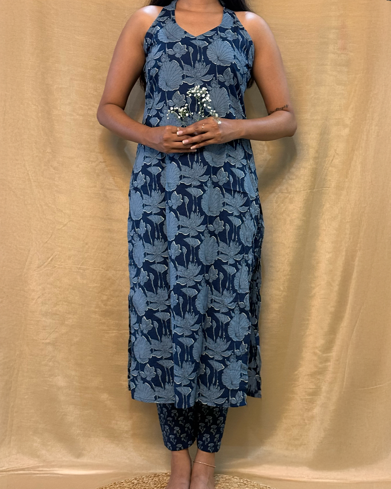 Rooh - Light & Dark Blue Sleeveless Co-ord Set