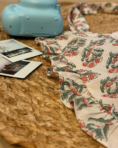 Jhola - Hand Block Printed White Mini Tote Bag