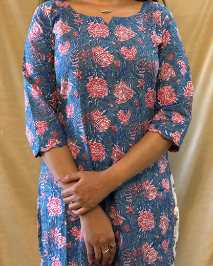 Komal - Light Blue & White Floral Co-ord Set