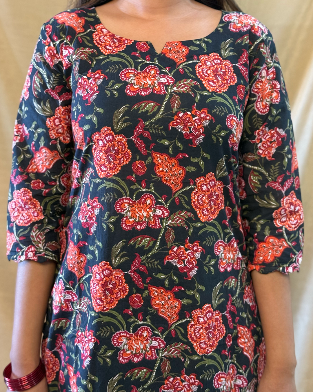 Komal - Black & Orange Floral Co-ord Set