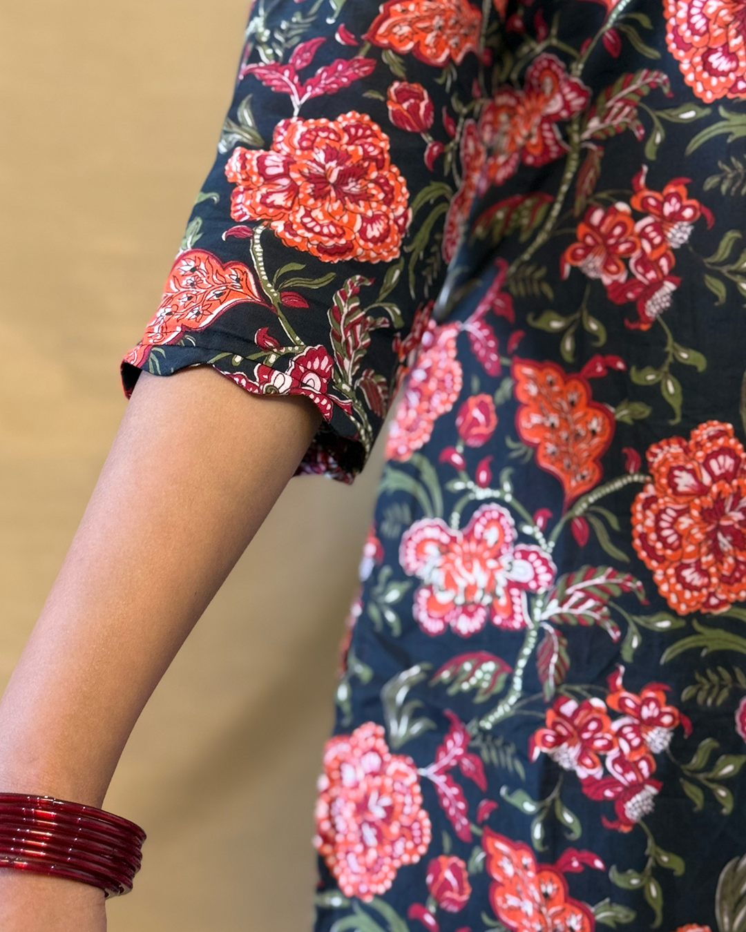 Komal - Black & Orange Floral Co-ord Set