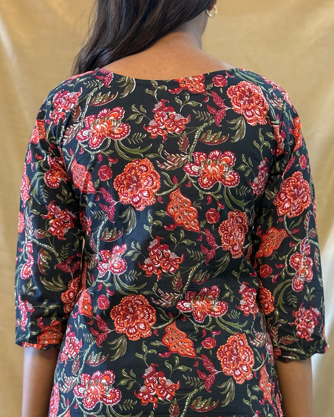 Komal - Black & Orange Floral Co-ord Set