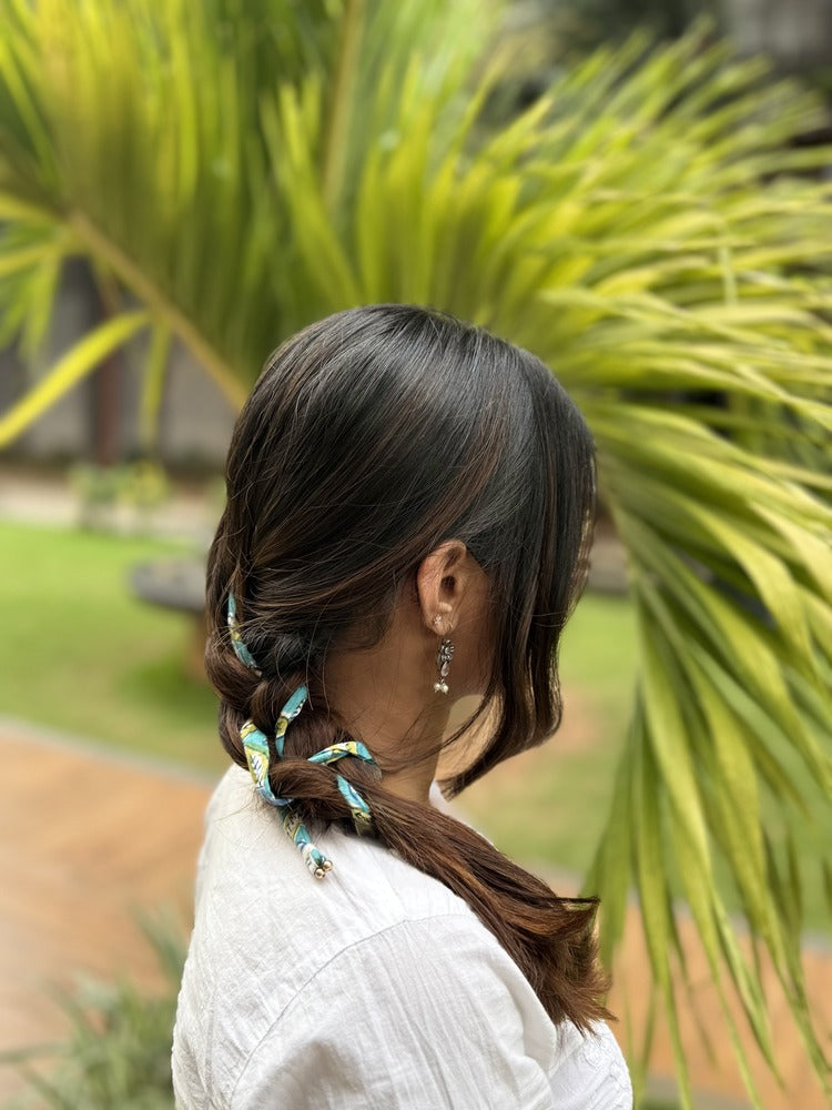 Roop - Hand Block Printed Hair Tie Strings(Blue)