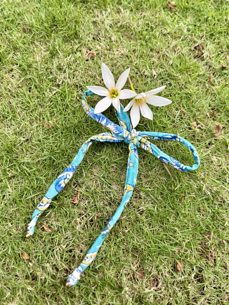Roop - Hand Block Printed Hair Tie Strings(Blue)