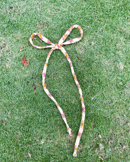 Roop - Hand Block Printed Hair Tie Strings(Yellow)