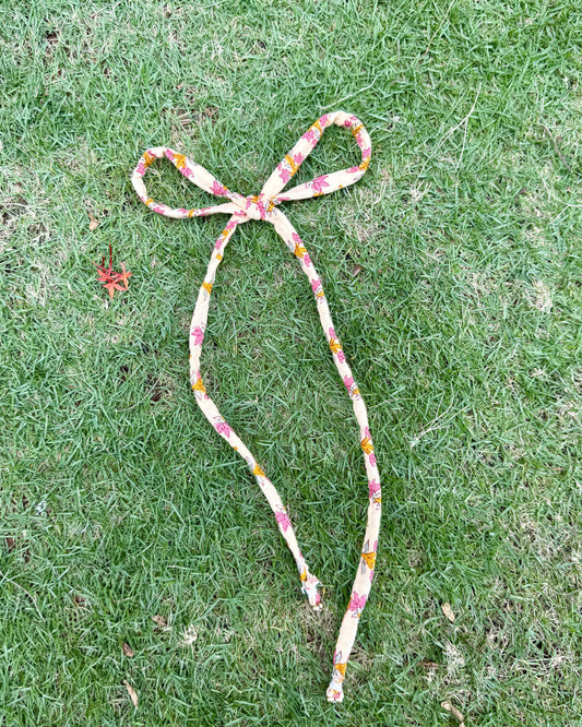 Roop - Hand Block Printed Hair Tie Strings(Yellow)